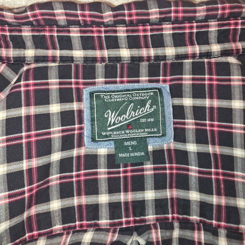 Woolrich Men's Long Sleeve Plaid Button-Up Flannel Shirt Black Red White Size L